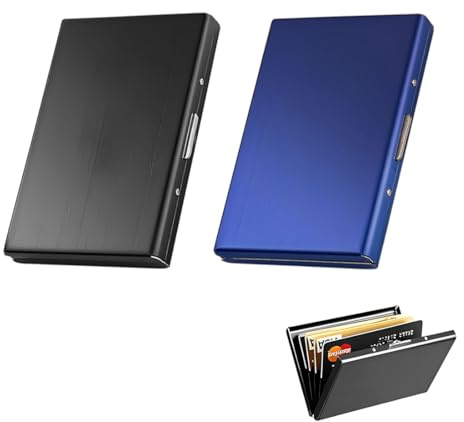 UYVPAER 2 Pièces Porte-Carte De Crédit Visite Métallique Avec La Technologie De Blocage Rfid,Cool Etui De Carte De Visite Slim Métal - 6 Slots Pour Vos Cartes De Crédit