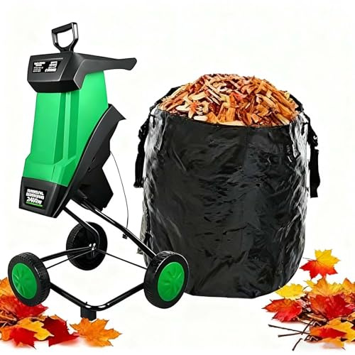 SIEEOUR Astilladora De Madera Eléctrica Triturador 2400w, Triturador De Jardín 40mm Con Bolsa De Recogida 50l, Para Procesamiento Eficiente De Residuos De Jardín, Mantenimiento Exterior