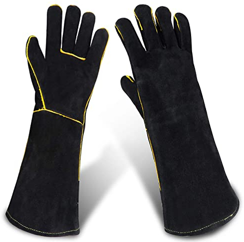 Sporting Style Tierhandschuhe, bissfest, Kevlar-verstärkte Lederpolsterung für Hunde, Katzen, Kratzer und Vögel, Falkenhandschuhe, Greifen, Reptilien, Eichhörnchen, Schlangen, 16IN, schwarz