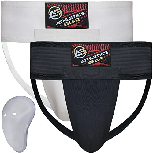 Protezione inguinale con coppa in gel, protezione ideale per atletica, arti marziali, MMA, kick boxing, muay thai e cricket sport (nero, XL)