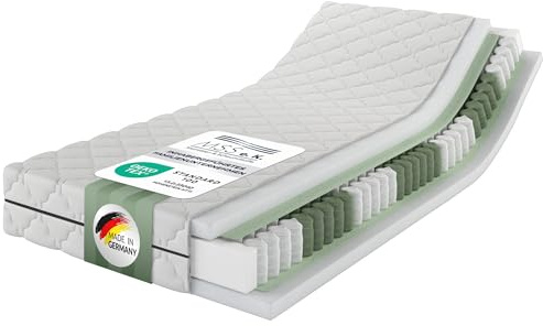 MSS e.K. Medic Taschenfederkernmatratze 130 x 200 cm H4 | 7-Zonen orthopädische Matratze | 20 cm Höhe (Kernhöhe 19 cm) | ergonomischer Komfortschaum | Oeko-TEX | Microfaser-Bezug | Made in Germany