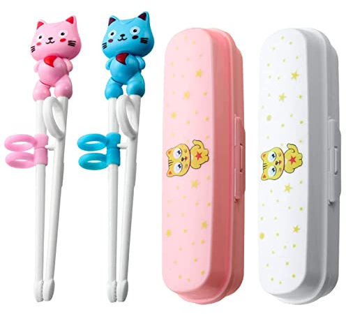 sylbx 2 Paia Ambini Bacchette Cinesi,Bacchette Formazione, Bacchette di Apprendimento,Simpatici Bacchette, Bacchette Cinesi per Principianti, con Scatola di Immagazzinaggio, per Principianti,Bambini