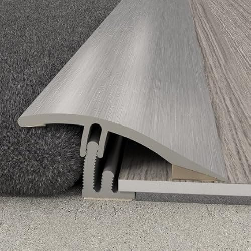 PROVISTON - Profilo di transizione con bilanciamento dell'altezza - 38 x 1860 mm - alluminio - profilo metallico - profilo inferiore - binario di transizione - forato - argento - 1 profilo