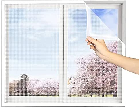 Fliegengitter für Fenster, 85x200cm Fenster Insektenschutz mit Klettband Selbstklebend Mückenschutz ohne Bohren
