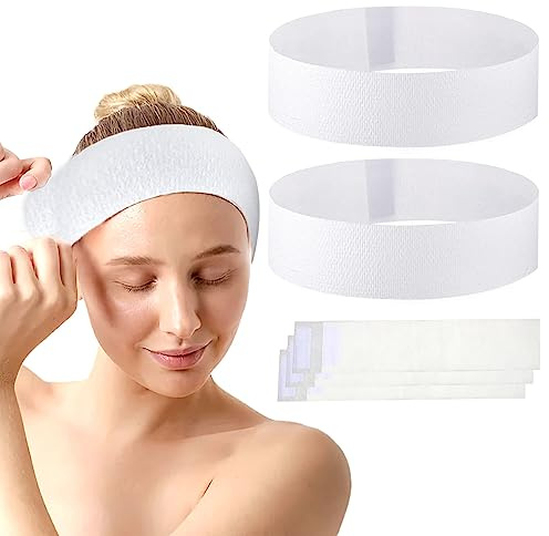 30PCS Disposable Spa Headbands, Stretch Non-Woven Facial Headband with Adjustable Magic Tape, Soft Skin Care Essential for Home Use Hotel Spa and Hair Salon