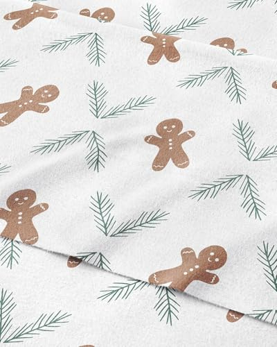 Sábanas de franela de Navidad, juego de sábanas de franela 100 % algodón, tamaño matrimonial, suaves y acogedoras, juego de cama grueso, cálido, pesado, ropa de cama de bolsillo profundo para mujeres