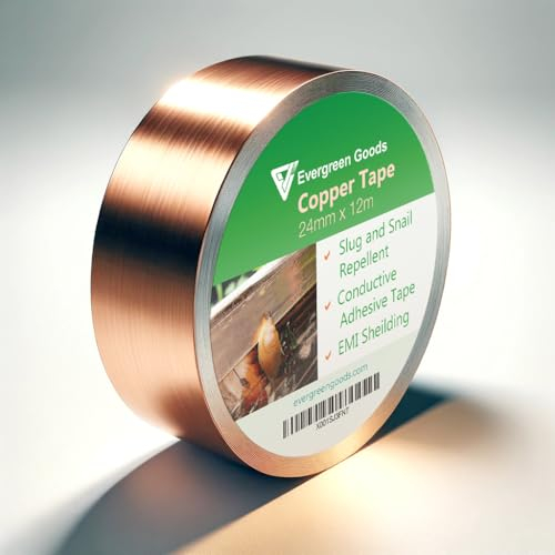 EVG Copper Tape Slug Repellent | 1 Inch x 40ft (24mm x 12m) | Copper Snail Tape | Protect Your Plants, Crops, Garden, Pots and Flowers | Indoor & Outdoor Pest Control Slug Tape
