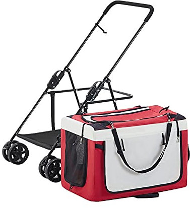 Haustier-Buggy, Leichter Hundebuggy für 2 Hunde, Katzen, Welpen und Kätzchen, Hundebuggys für kleine Hunde, Atmungsaktiver Kinderwagen, Haustier-Buggy für Katzen und Hunde