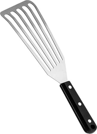 HYTROVE Spatola di pesce fritto scanalato Mescolando pentola padella angolato kitchen utensili barbrcue - spatola per bistecche spatola pesante spatola per bistecca portatile 2cr13 Black
