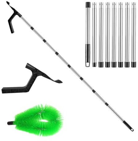 Storystore Gutter Cleaning Tool, 320cm Extendable Roof Gutter Cleaner Equipment, Gutter Cleaning Brush & Leaf Shovel & 8Pcs Telescopic Poles for Cleaning Leaves Window Gutter Hanging Light Spider