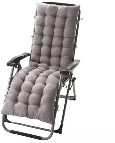 Surwin Cojín Tumbona Jardin Exterior, Cojines para Sillas de Jardin, Colchóneta para Tumbonas Sillas y Hamacas, Mecedora Exterior, para Terraza, Balcón, Playa (Gris Claro,48x125x8cm)