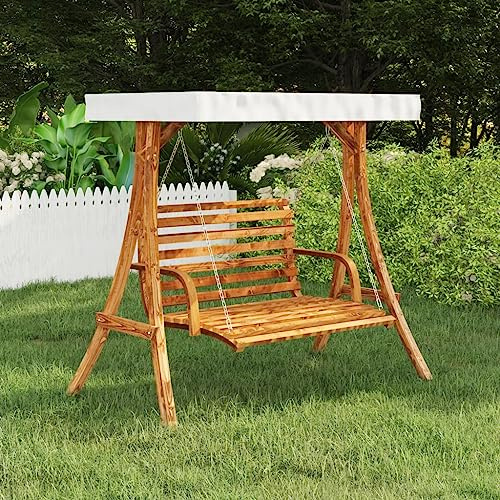 Générique Cadre de balançoire avec Toit crème Bois courbé à Finition Teck, Maison & Jardin, Pelouses & Jardins, Vie en extérieur, Accessoires pour balancelles, Brun, (Poids 22.6KG)
