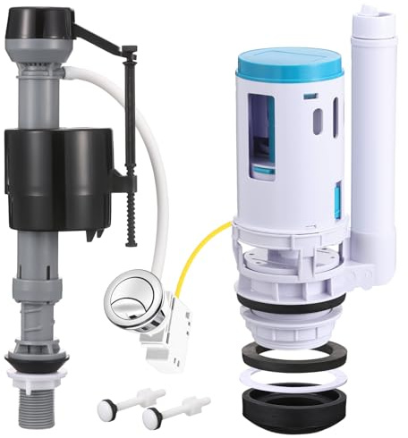 VIHOSE 1 Pack Toilet Tank Replacement Kit, Include 2-inch Dual Flush Valve, 6-way Toilet Fill Valve, Tank Parts Replacement with Bowl Gasket and Plastic Bolts, for Use with Standard Flush Valves