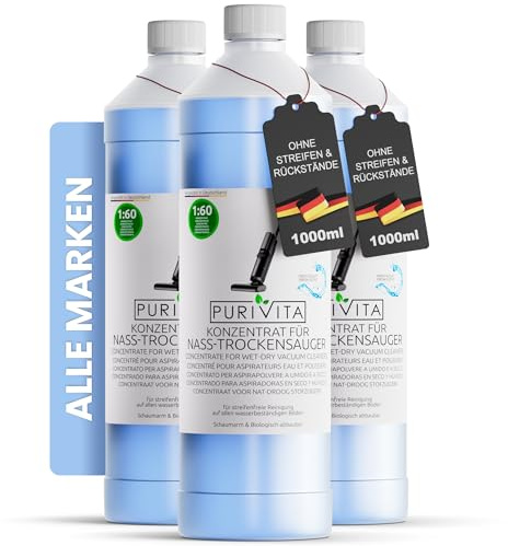 PURIVITA® Detergente Lavapavimenti Concentrato [3x1L] - Detergente per tergivetro ad umido e detergenti per pavimenti - detergente per la pulizia a secco dei pavimenti - non contiene schiumogeni