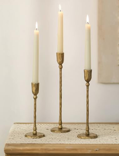 NUPTIO Ljusstake guld ljusstake stavljus: 3 järn ljushållare gyllene vintage ljusstake mässing metall dekoration vardagsrum modern bordsdekoration dekoration