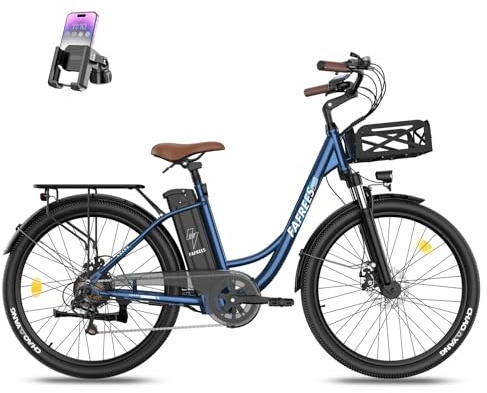Fafrees F26 Lasting Electric Bike, 36V 25Ah Battery EAPC E Bike, 250W Step-Through Frame Electric Bikes for Adults, Front Suspension for Urban Commuting (BLUE, PHONE HOLDER)