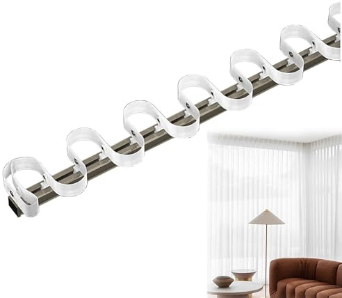 Sistema de riel de aluminio montado en el techo de 180 cm, juego completo de guías de cortina onduladas en S con cinta para un desplazamiento suave, ideal para decoración del hogar