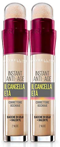 Maybelline New York Correttore Liquido il Cancella Età, Confezione da 2 Pezzi, Nude