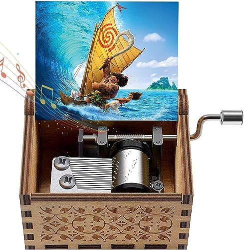 Moana It Calls Me Music Box Wooden Engraved Gift Musical Box Moana Music Box For Kids,Home Decoration Crafts Moana Gifts