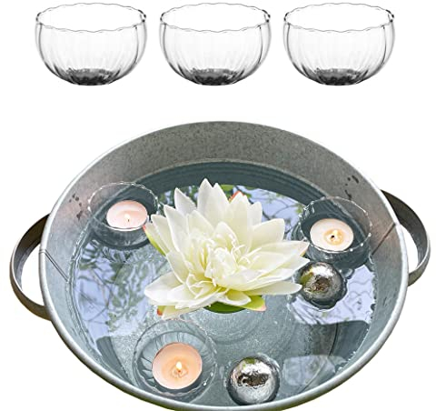 itsisa Glas Schwimmschale rund klar, D: 6cm (3er Set) - Schwimmkerzen, Tischdeko, Teelichthalter