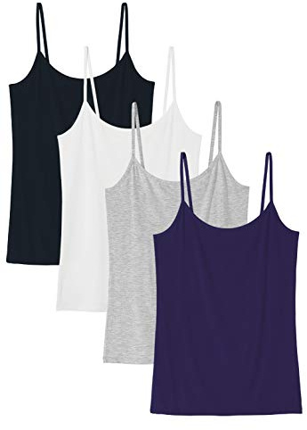 Vislivin Women's Basic Solid Camisole Adjustable Spaghetti Strap Tank Top Black/Gray/White/Dark Blue-1 S