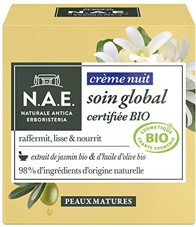 N.A.E. - Nachtcreme – Bio-zertifiziert – Global Care – reife Haut – Extrakt aus Bio-Jasmin und Bio-Olivenöl – 98% Inhaltsstoffe natürlichen Ursprungs – Bio-Gesichtspflege – 50 ml