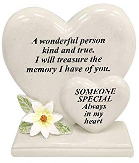 Adorno de tumba personalizable/placa conmemorativa con corazones dobles | Decoración de tumba regalo en el recuerdo amoroso de tus seres queridos fallecidos (alguien especial)