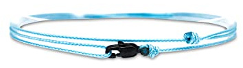 Made by Nami Tunt Wrap Armband för Dam & Herr – Justerbart Snörearmband med Karbinhake i Rostfritt Stål – Handgjort Vattentåligt Surfarmband – Minimalistiskt Marint Smycke (Ljusblå Svart)