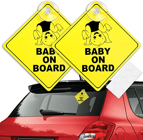 2 st baby ombord bilvarning, baby och barn ombordsklistermärke, avtagbar bilfönsterskylt med sugkopp bilklistermärken, varningsdekal för babysäkerhet, babyskylt bil fönsterskylt