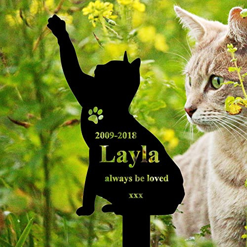 Gerryed Cat Memorial Stake Cat Burial Stake Personalized Cat Grave Markers Pet Plaque Burial Stake for Cemetery Cat Memorial Grave Stake Cat Loss Gift 10inch
