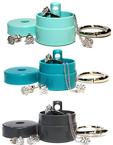 Lion Latch Travel Jewelry Box Case, Ring Holder on Shark Tank - Ring Holder for Women Girls with Keychain, Small Jewelry Organizer Boxes, Portable Ring Keeper Key Chain, Jewelry Storage Case