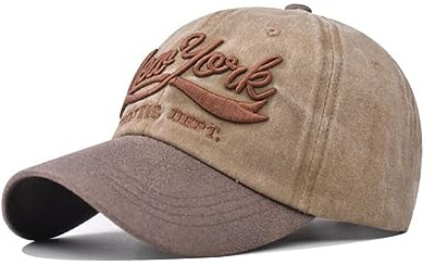 Ancien NY New York Casquette de Baseball Hommes Femmes Coton Camionneur Papa Chapeau des Sports Extérieur Chapeau (Kaki)