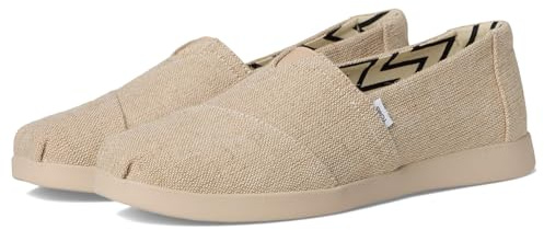 TOMS Women's Alpargata Plus Slip On Espadrille, Textile Upper, Relaxed Fit, CloudBound Insole, Stretchy Easy On and Off, Natural Undyed Heritage Canvas, 7