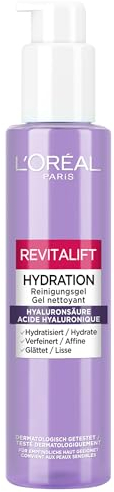 L'Oréal Paris Hydration Reinigungsgel für Frauen: für gereinigte und frische Haut & aufpolsternd mit purer Hyaluronsäure und Salicylsäure, Revitalift Filler, 1x 150ml