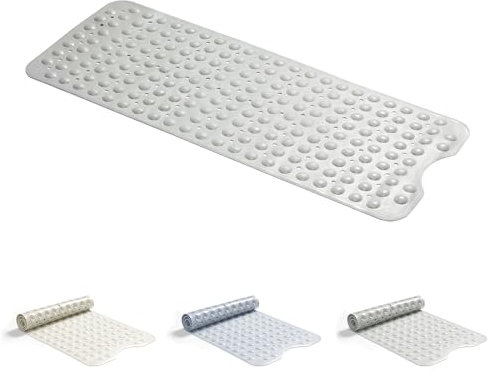 Good Nite Alfombrilla de baño Antideslizante con ventosas Extra Grandes para un baño Seguro, antimoho, Lavable a máquina, Parte Trasera de Goma Gruesa Suave, 101 x 40 cm, Color Gris