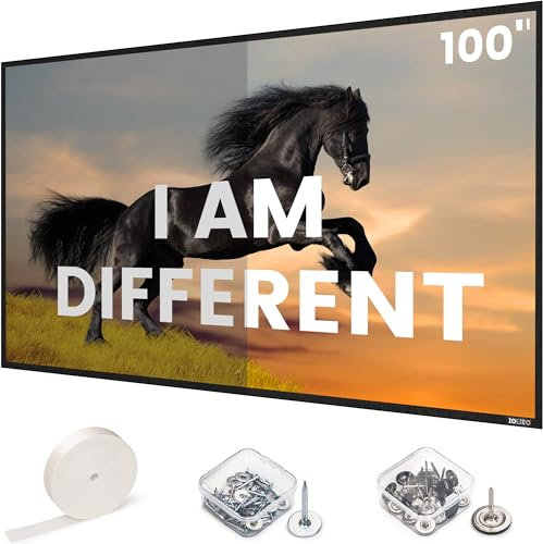 Pantalla de proyector ALR, marco fijo y montado en la pared, alto contraste, 70% ALR, alto brillo, ganancia 2.7X, pantalla gris de 100 pulgadas 16:9 Iolieo