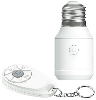 Wireless Light Switch - AC 80~275V Screw Lamp Holder with Portable Cordless RF Switch, Bulb Socket Adapter Converters Easy to Screw in E26 E27 Bulb Base, Remote Control Your Lamp up to 800W(LED 500W)