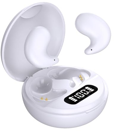 Sungive Auriculares Bluetooth 5.3 para Dormir, Mini intrauditivos Independientes L/R, diseño ergonómico, cancelación Activa de Ruido, Alta fidelidad, compatibles con iOS/Android/PC.(Blanco)
