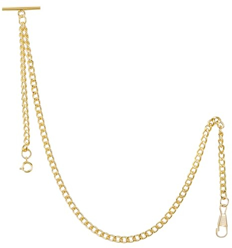 Tiong Men's Pocket Watch Chain Vintage Albert Chain with Lobster and T-Bar Clasps Watch Chains Link Vest/Suit for Your Pocket Watches/Pendant