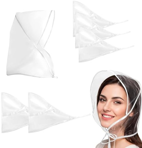 SrgPui 6Pcs Rain Hats for Women, Waterproof Rain Bonnets with Visor, Protection for Hairstyles in Humid Weather, Portable Headwear for Urban Commuters,Unisex Men Women Lady Rain (White)
