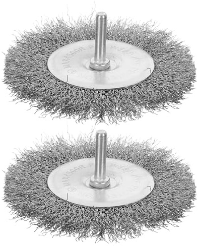 Toddmomy 2 ruedas de limpieza de juntas, cepillo de alambre con vástago de 1/4 para fregar juntas de azulejos de cocina y baño.
