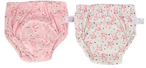 GOTOTOP 2PCS Baby Töpfchen Trainingshose, Unisex Kleinkind Baumwolle Trainingshose Unterwäsche Waschbare Lernwindel für Kleinkinder Neugeborene Mädchen(#1)