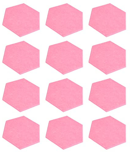 Panneau d'absorption acoustique, panneaux acoustiques hexagonaux Réduction du bruit en fibre de polyester pour les bureaux à domicile pour les studios d'enregistrement(Rose)