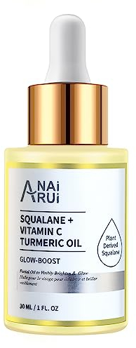 ANAiRUi Gesichts-Öl, Anti Aging Kurkuma Gesichtsöl mit Squalane und Vitamin C, Anti-Falten, Korrektur Dunkler Flecken, Haut aufhellen, Turmeric öl für Die Haut, Haare, 30ml