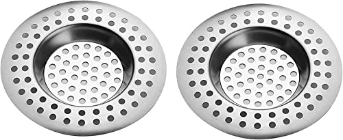 VONRUSS-UK Stainless Steel 2Pcs Kitchen Sink Strainer Plug Standard Dual Function Basket Strainer Drain Protector Sink Waste Stopper Hole Hair Catcher For Kitchen Bathroom Shower Bathtub