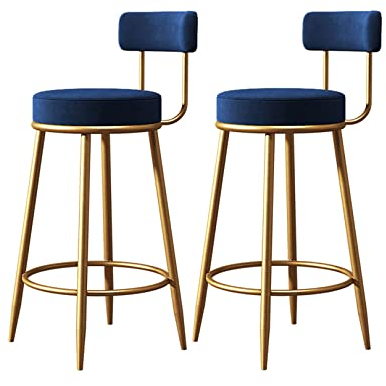 Velvet Barhocker Set mit 2 Thekenhöhe Barhocker mit Rückenlehne und Fußstütze Thekenhocker Barstühle für Bar/Kaffee Küche/Wohnzimmer