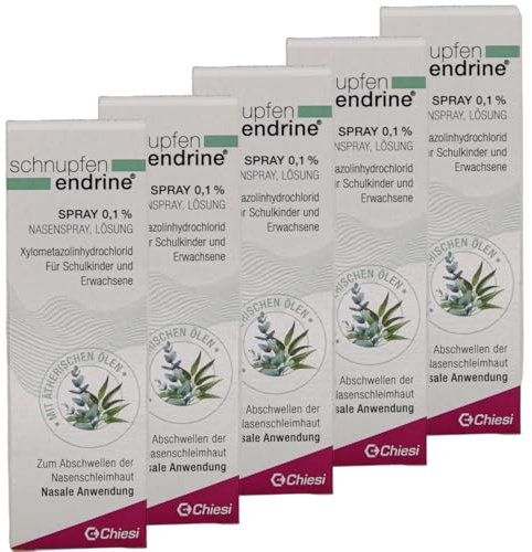 SCHNUPFEN ENDRINE Spray 0,1% bei verstopfter Nase I schnelle Wirkung I erfrischend mit Eukalyptusöl I für Erwachsene und Schulkinder I mit Pharma Perle give-away (Spray 5x 10ml)