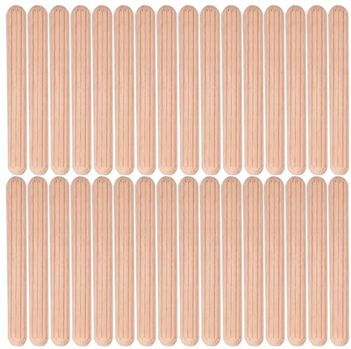 EIHI Tacos de Madera, 50 Piezas de Pasadores Estriados Redondos Acanalados de Madera Dura