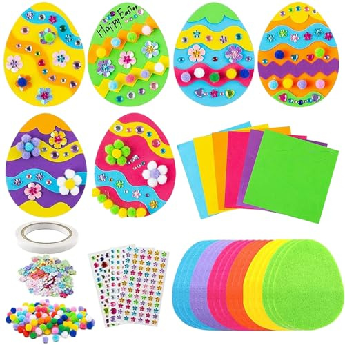 ZDQC Uova di Pasqua, fai da te, decorazione pasquale per bambini, con coniglio pasquale, in gomma espansa pasquale, decorazione pasquale (uova di Pasqua)