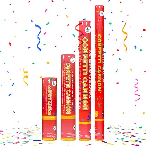ZOPPER 4 x Confetti Shooter Mix Party Popper Confetti Filled Cannons Compressed Air Cannon for All Occasions! Weddings, Birthdays, New Year and More
